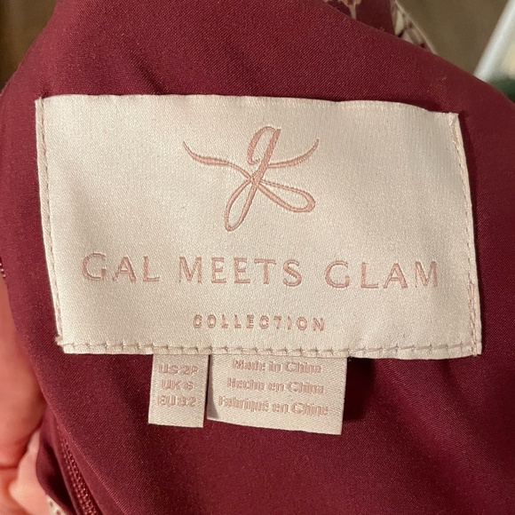 Gal Meets Glam Liza Charmeuse Pink/Burgundy Midi Dress Size 2 Petite‎ - Picture 4 of 9